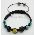 Bracelet ballon disco shamballa macrame avec perles turquoise